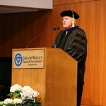 Stephen Rowe, Professor of Philosophy, provides the Convocation address, "The Paradoxical Common Good".
